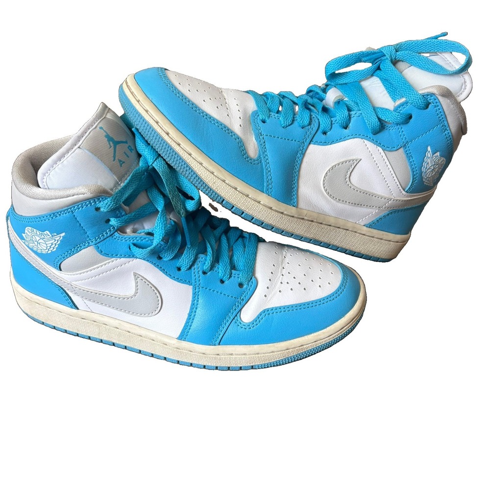 Air Jordan 1 Mid Dark Powder Blue Grey Sail Women's Size 8 BQ6472-400 Used